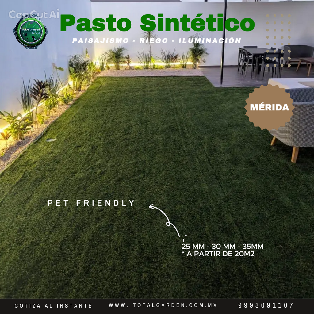 Pasto Sintético de 25 mm con instalación