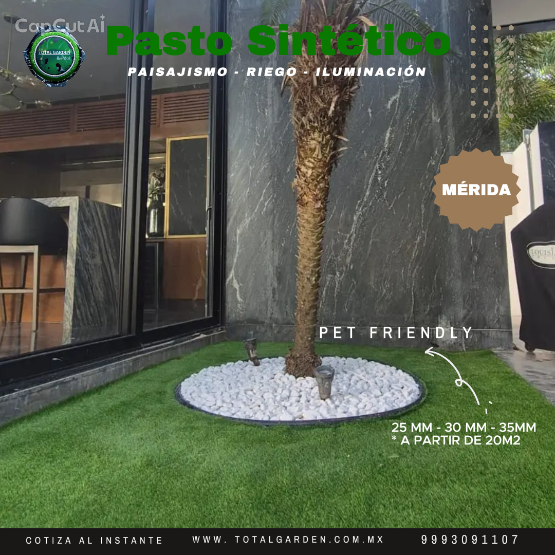 Pasto sintético de 30mm con instalación