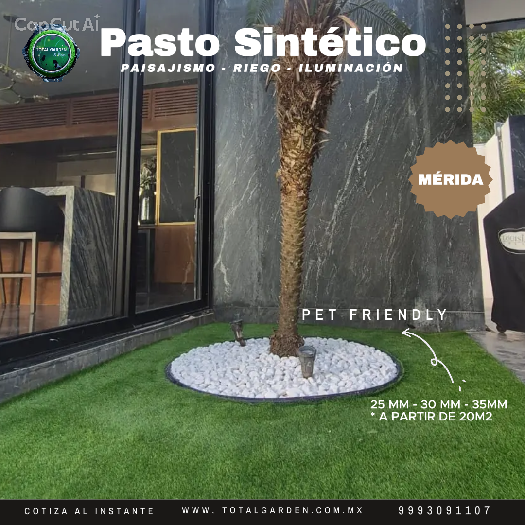 Pasto sintético de 30mm con instalación
