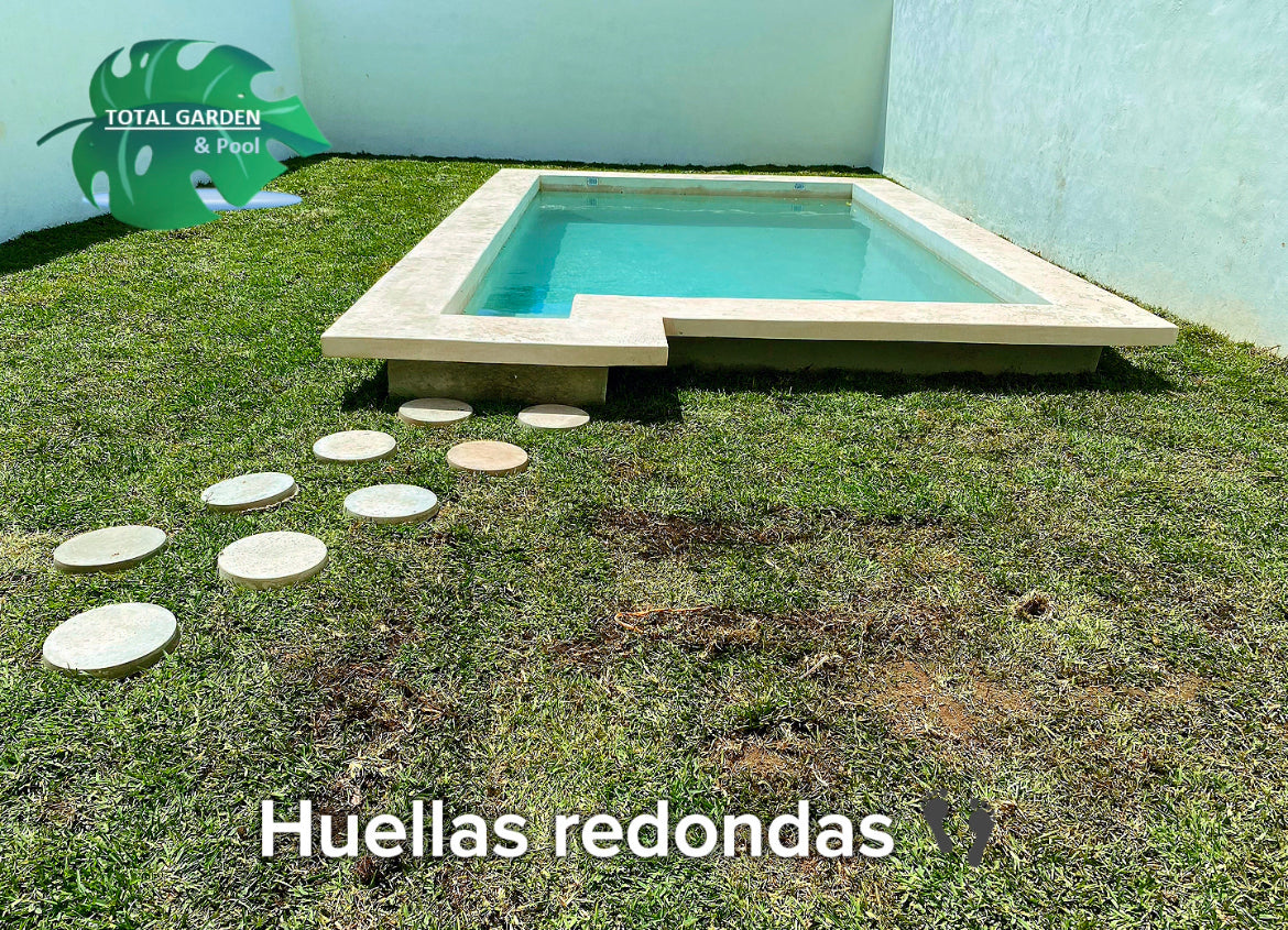 Huellas de cemento blanco circular diam 43cms