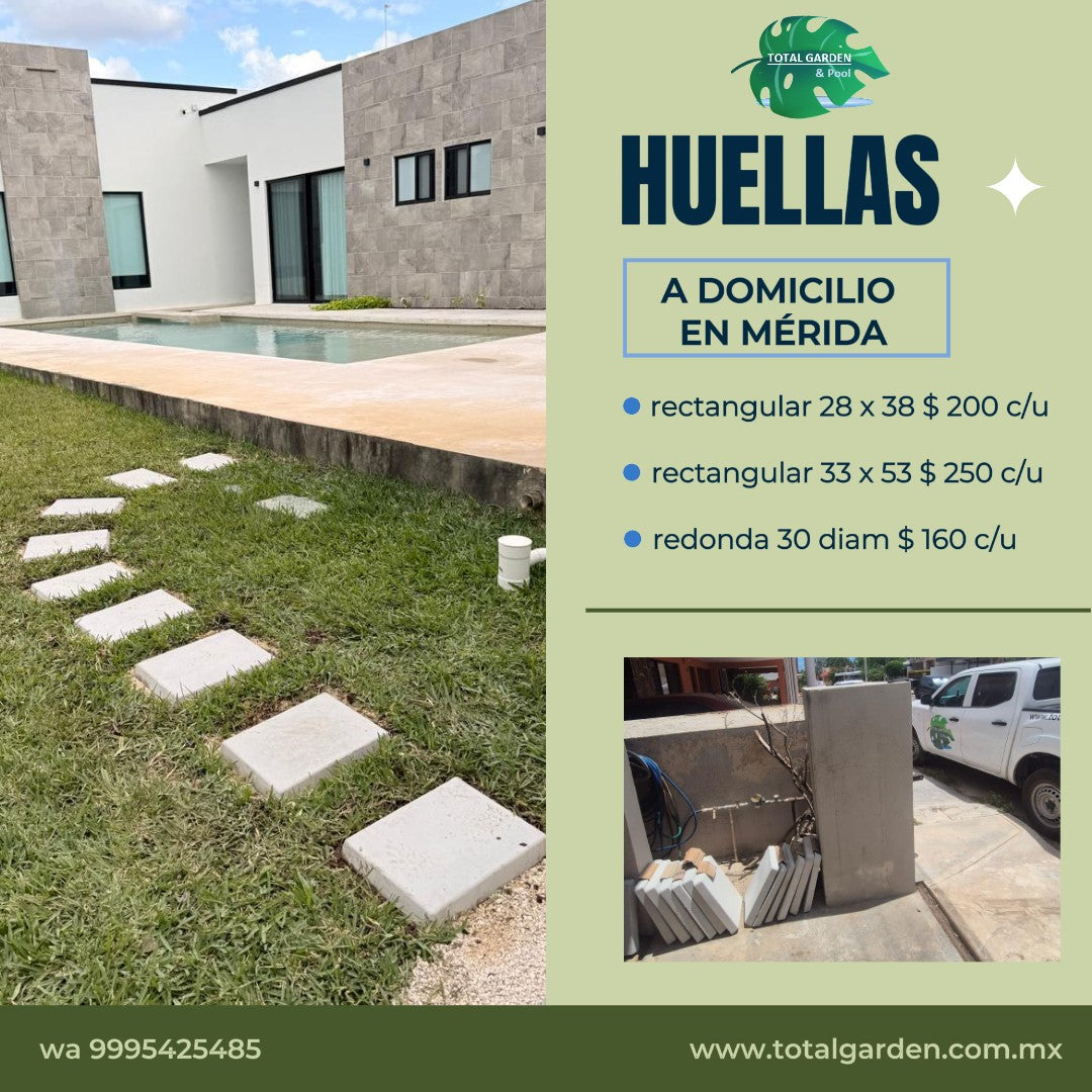 Huella 30 cms de diametro cemento blanco